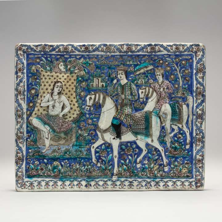 Qajar Tile Depicting Khosrow and Shirin